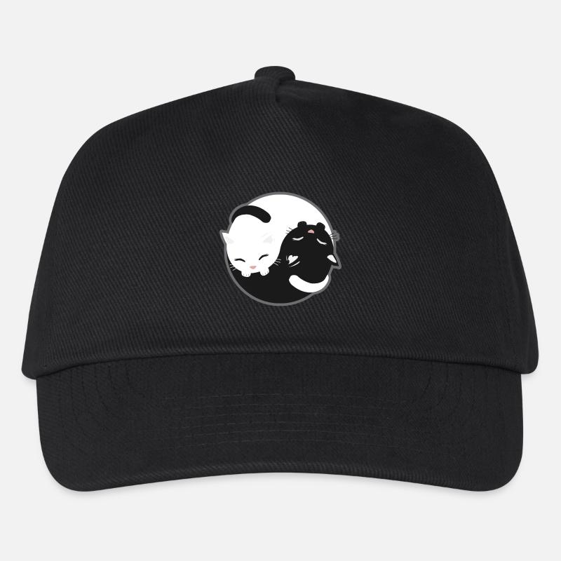 Katze - Yin Yang Katzen Schwarz und Weiß Geschenk - Kinder Basecap - Schwarz