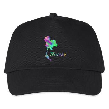 Thailand Landkarte im farbenfrohen Design Geschenk - Kinder Basecap - Schwarz - Vorne