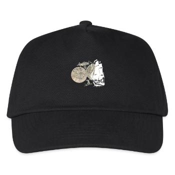 Schiff Weltkarte - Kinder Basecap - Schwarz - Vorne