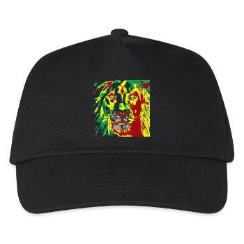Löwe im Reggae-Farbsprint - Kinder Basecap - Schwarz - Vorne