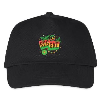 Reggae Flagge Regenbogen Vibe - Kinder Basecap - Schwarz - Vorne