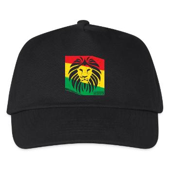 Löwe im Rasta Stil - Kinder Basecap - Schwarz - Vorne