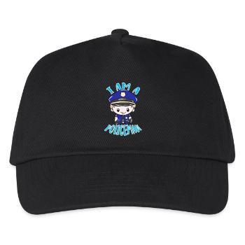 I Am a Policeman Cartoon - Kinder Basecap - Schwarz - Vorne