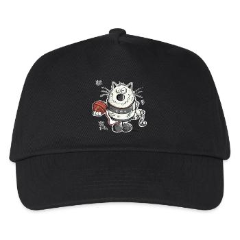 Coole Katze I Maine Coon Comic I Geschenk - Kinder Basecap - Schwarz - Vorne