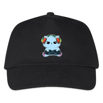 Gamer-Katze - Kinder Basecap - Schwarz - Vorne