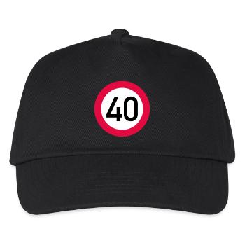40. Geburtstag Achtung! Verkehrsschild 40 Km/h - Kinder Basecap - Schwarz - Vorne