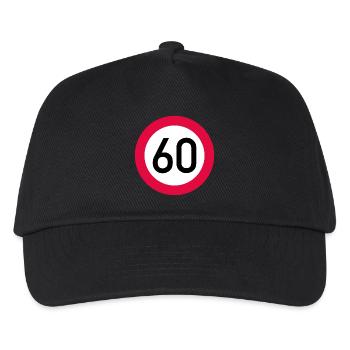 60. Geburtstag Achtung! Verkehrsschild 60 Km/h - Kinder Basecap - Schwarz - Vorne