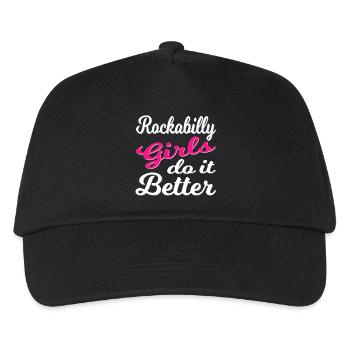 Rockabilly Vintage Mädchenpower - Kinder Basecap - Schwarz - Vorne
