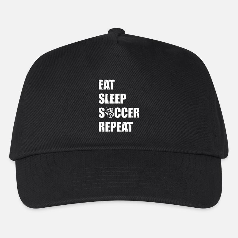 Eat. Sleep. Soccer. Repeat. - Kinder Basecap - Schwarz