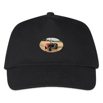Roter Vintage-Traktor auf Feld - Kinder Basecap - Schwarz - Vorne