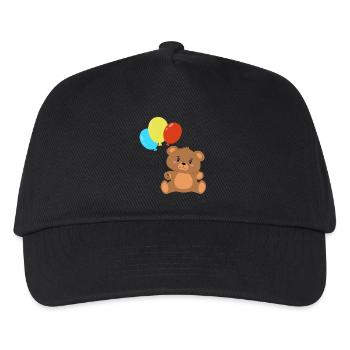 Teddybär mit Luftballons - Kinder Basecap - Schwarz - Vorne