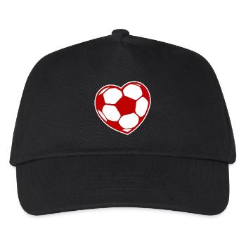 Ich Liebe Fussball Fussballfan Fussballer Herz - Kinder Basecap - Schwarz - Vorne