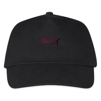 Airplane aviator with heart - Kids’ Baseball Cap - black - Front