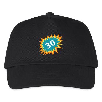 30 Geburtstag, Burst Sticker - Kinder Basecap - Schwarz - Vorne