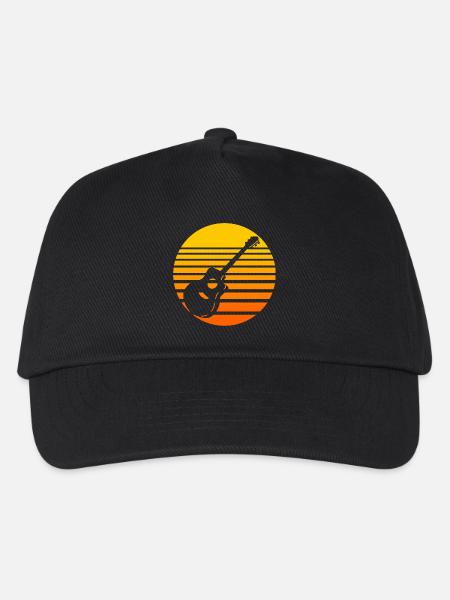 Retro Sonnenuntergang mit Gitarre Design - Kinder Basecap - Schwarz