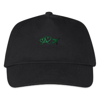 Airplane aviator with heart - Kids’ Baseball Cap - black - Front