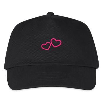 Zwei Herzchen Herz Rosa - Kinder Basecap - Schwarz - Vorne