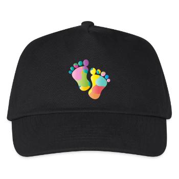 kunterbunte Baby Fußabdrücke - Kinder Basecap - Schwarz - Vorne