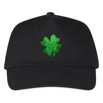Grüner vierblättriger Kleeblatt - Kinder Basecap - Schwarz - Vorne