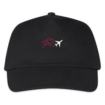 Airplane aviator with heart - Kids’ Baseball Cap - black - Front