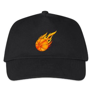 hot glowing basketball on fire - Kids’ Baseball Cap - black - Front