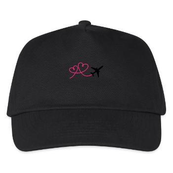 Airplane aviator with heart - Kids’ Baseball Cap - black - Front