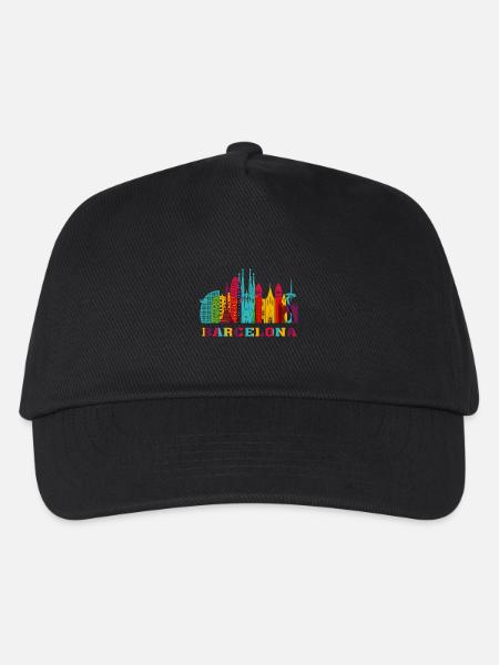 Barcelona City Skyline Spanien Wahrzeichen - Kinder Basecap - Schwarz