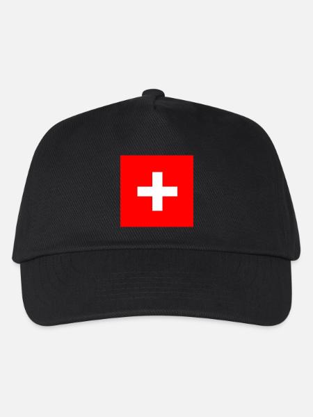 Schweiz Schweizer Fahne Flagge Geschenk - Kinder Basecap - Schwarz