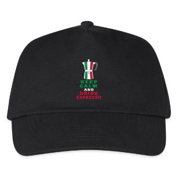 Keep Calm and Drink Espresso Design / Geschenkidee - Kinder Basecap - Schwarz - Vorne