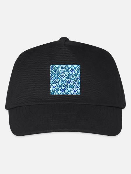 Ausdrucksstarkes Wellenmuster in Blau - Kinder Basecap - Schwarz