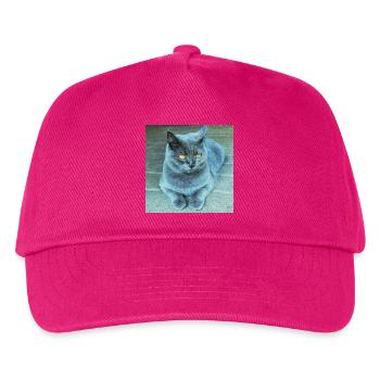 Chat Gris-Bleu aux Yeux Dorés - Casquette de baseball Enfant - fuchsia - Devant