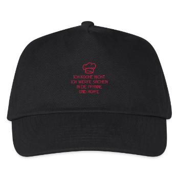Witziger Spruch Pfanne kochen Koch Geschenk - Kinder Basecap - Schwarz - Vorne