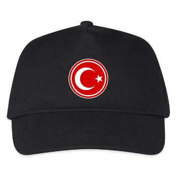 Türkei Flagge rund - Kinder Basecap - Schwarz - Vorne