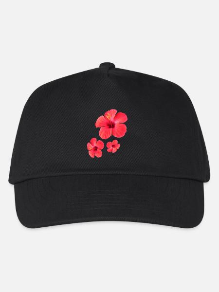 Rote Hibiskus Blütenpracht Drei-Fach - Kinder Basecap - Schwarz