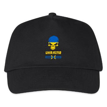 Ukraine Totenkopf Design / Geschenkidee - Kinder Basecap - Schwarz - Vorne