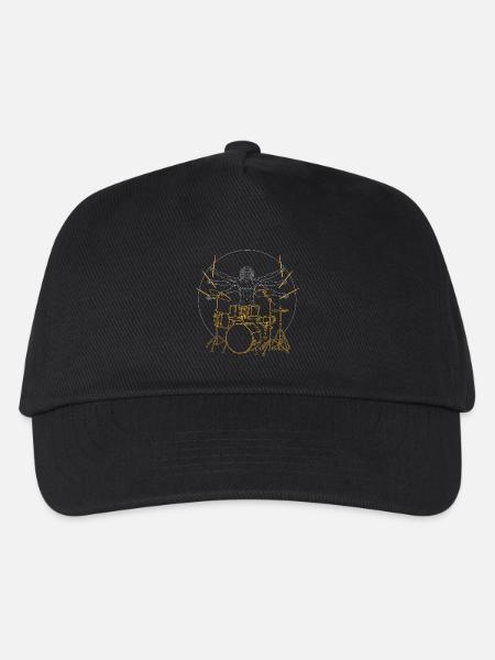 Schlagzeug Da Vinci - Drummer Rock Geschenk - Kinder Basecap - Schwarz