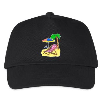 Sonne Meer Strand Sommer Palmen Entspannen Ferien - Kinder Basecap - Schwarz - Vorne