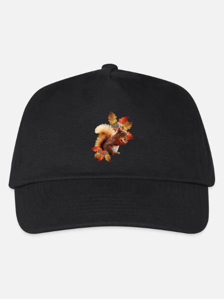 Eichhörnchen motiv mit Eichenblättern, Herbst frau - Kinder Basecap - Schwarz