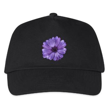 t-shirt with flowers, floral design canvas look - Kids’ Baseball Cap - black - Front