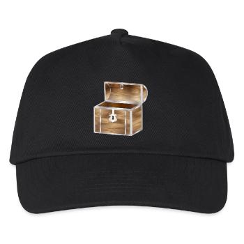 empty treasure chest made of wood with metal fittings - Kids’ Baseball Cap - black - Front