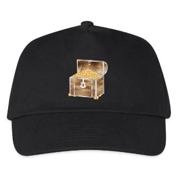 Wooden treasure chest filled with gold coins - Kids’ Baseball Cap - black - Front