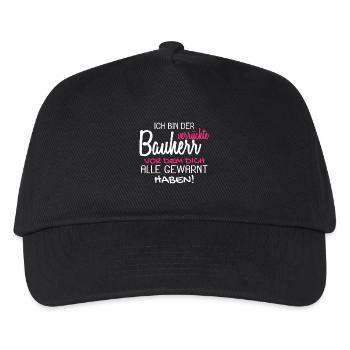 Bauherr Bauherren Baubeginn Hausbau Geschenk - Kinder Basecap - Schwarz - Vorne