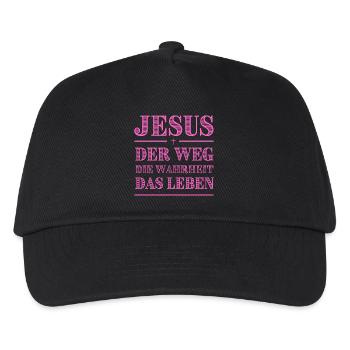 Jesus Weg Die Wahrheit Pink Typografie - Kinder Basecap - Schwarz - Vorne