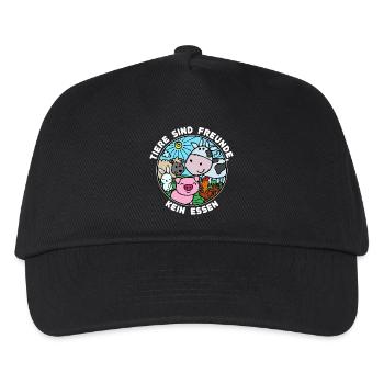 Schwein Kuh Vegan Statement Tierlieb - Kinder Basecap - Schwarz - Vorne