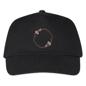 Élégance géométrique avec des fleurs roses - Casquette de baseball Enfant - noir - Devant