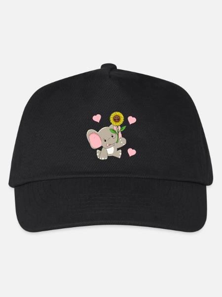 Herzen Sonnenblume Kinder Baby Elefant Geburt Kind - Kinder Basecap - Schwarz