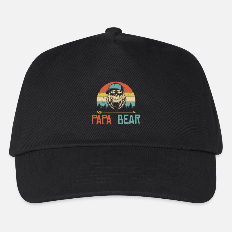 Papa Bär Vatertag Geschenk Retro Bär - Kinder Basecap - Schwarz