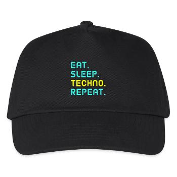 Eat. Sleep. Techno. Repeat. - Kinder Basecap - Schwarz - Vorne