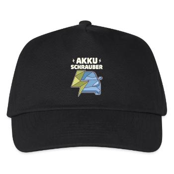Akku Schrauber KFZ Mechaniker Schrauber E-Auto - Kinder Basecap - Schwarz - Vorne