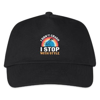 Radfahren Ich stürze nicht, ich höre mit Stil auf - Kinder Basecap - Schwarz - Vorne